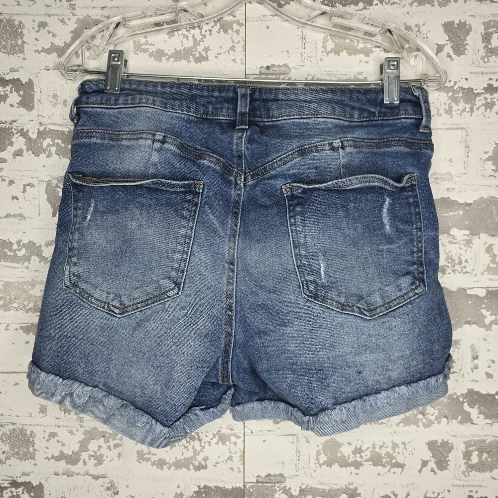 Ariya Jean Shorts Womens 30 Medium Blue‎ Wash Stretch Denim Distressed